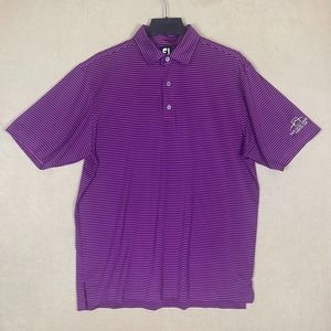 FootJoy Mens L Golf Performance Polo Shirt Purple Striped Relaxed Fit